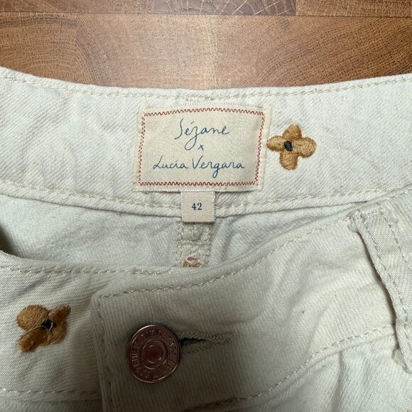 Sezane Le Crop - Sézane X Lucia Vergara Ecru With Ampola Embroidery - Size 42 - Picture 3 of 5